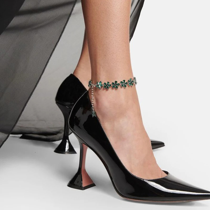 Green Diamond Flower Foot Bracelet Jewelry Womens Party Gift Premium Crystal Foot Chain Accessories Wholesale 250110