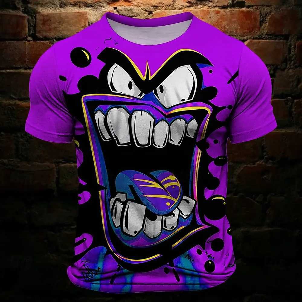 Mens T shirt Tee Funny Grimace 3D Print Vintage Fashion Cool Crew Neck Clothing Apparel Daily Holiday Vacation Short Sleeve topXJ250117