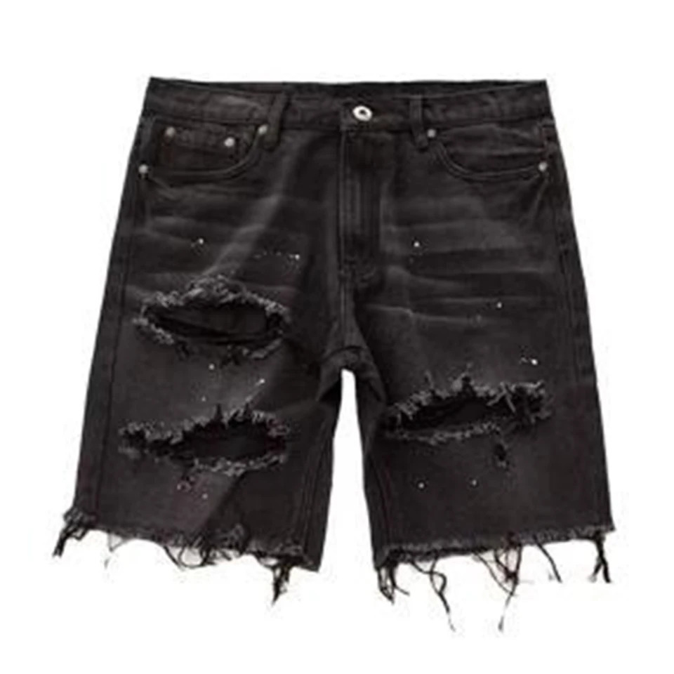 Mens Summer Distressed Shorts Fashion Slim Ripped Short Jeans Vintage Streetwear 250109