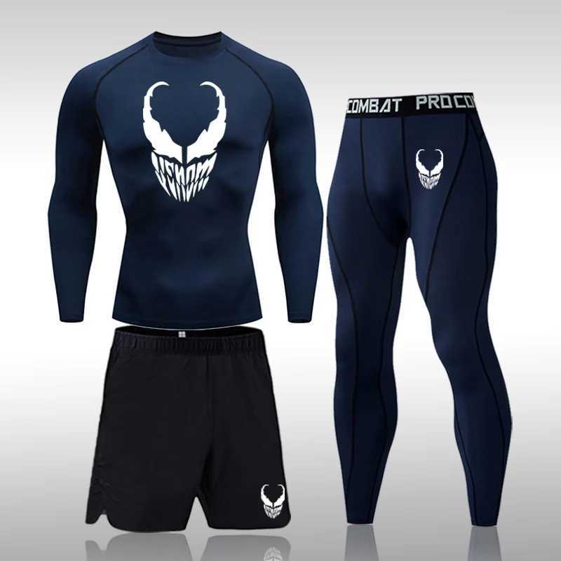 Mens MMA Compression Sets Tracksuit Quick Dry Sports Suits Jogging Running Set Rashgard Gym Clothing Men Fitness Workout Tights X250129