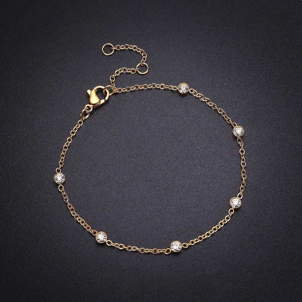 New Shinny White Zircon Charm Bracelet Wen Luxury Stainless Steel Metal Bracelets Jewelry Wedding Party Gift X250129