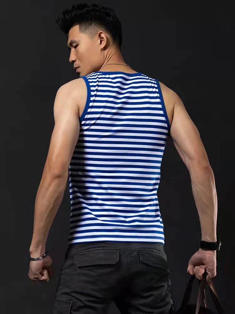 Soviet Russian Airborne Troops VDV Mens Stripes Vests 100% Cotton O-Neck Marine Naval Tanktop Sailors Striped Shirt Telnyashka 250108