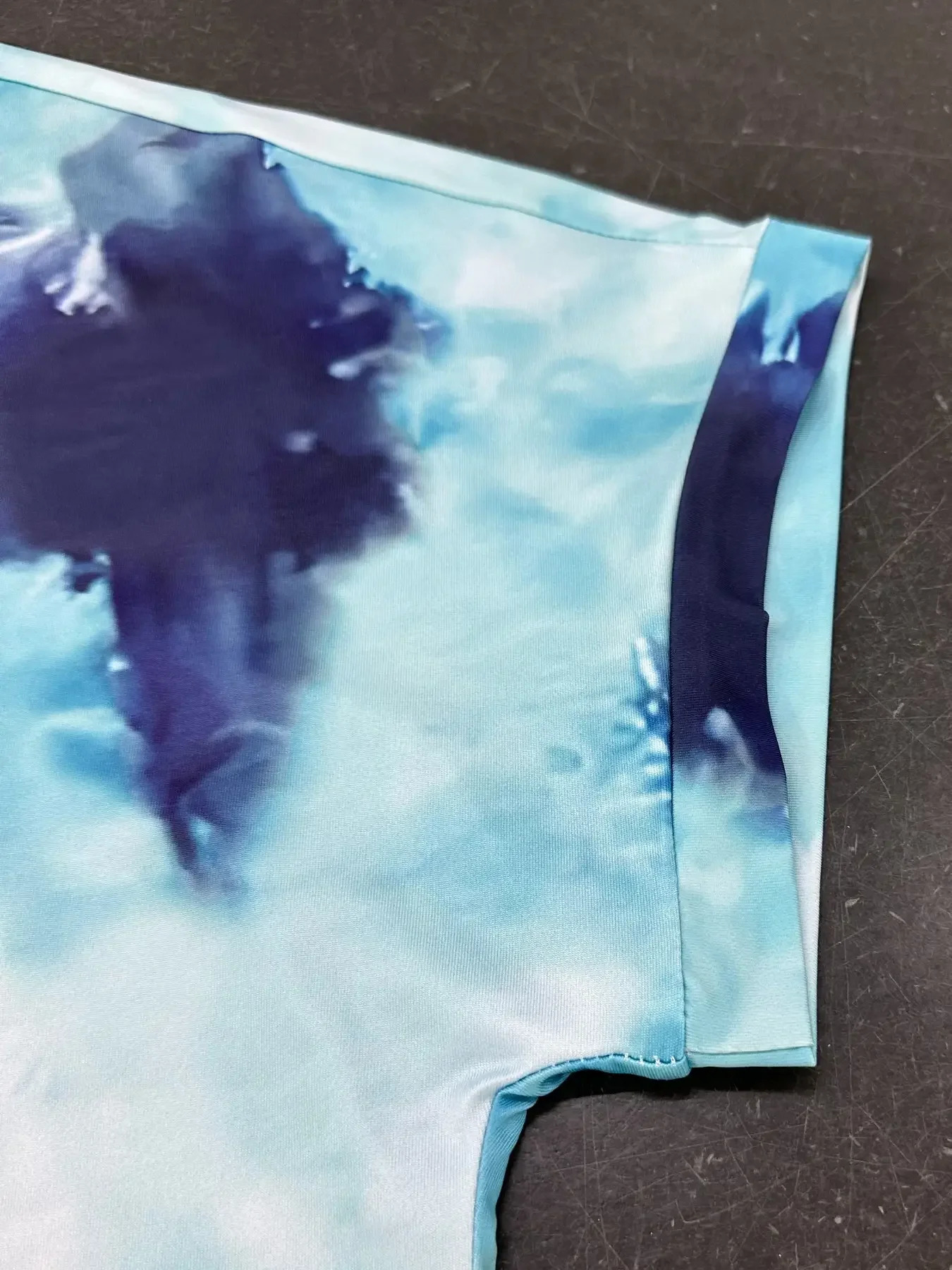 2 Pcs Plus Size Tie Dye Pajama Set with Lettuce Trim Shorts and Short Sleeve Tee Comfortable Home Wear for Casual Days 250122