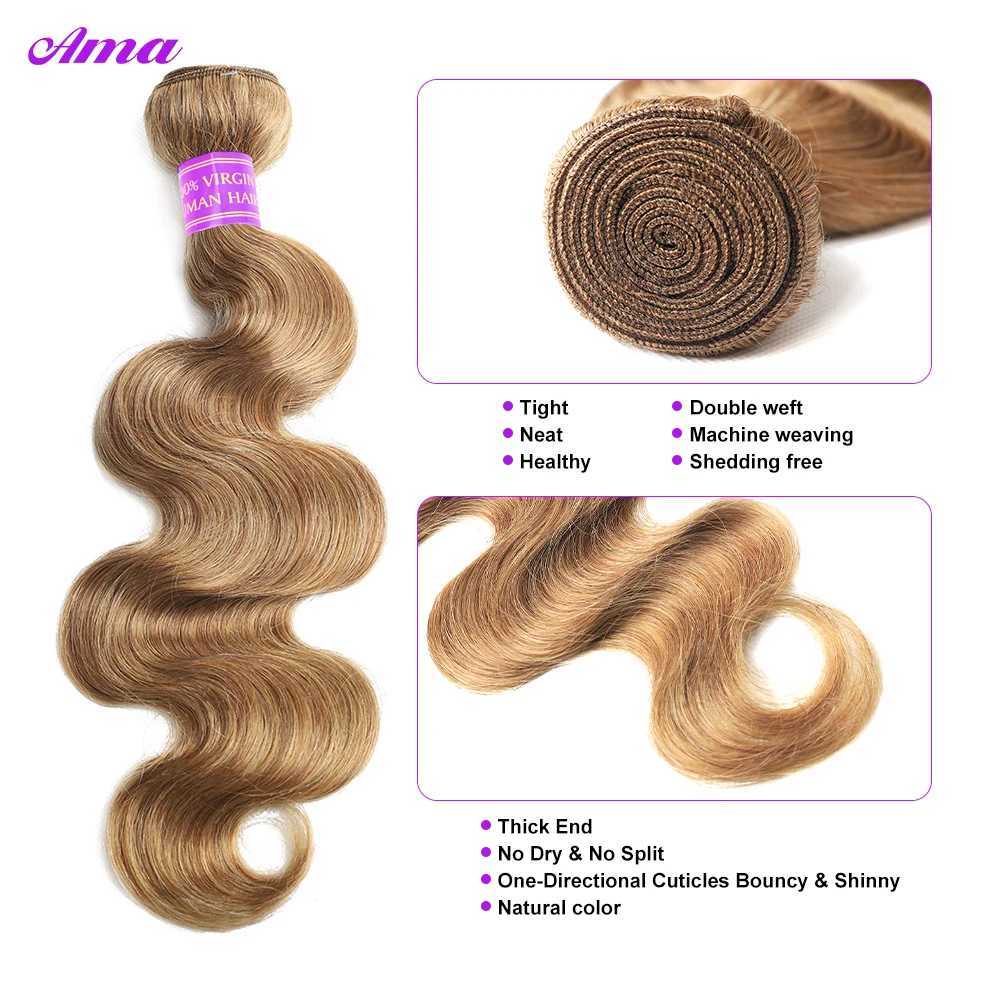 #27 Honey Blonde Bundles With Clo 5x5 4x4 Inch Body Wave Bundles With Clo 100% Human Hair Bundles with Clo Free PartXJ250120