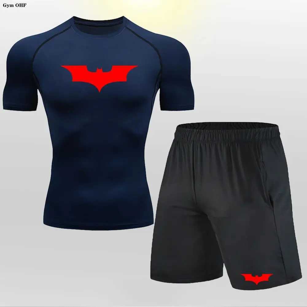 T-shirt shorts set mens track and field suit bat compression gym tight set exercise jogging top sportswear X250129