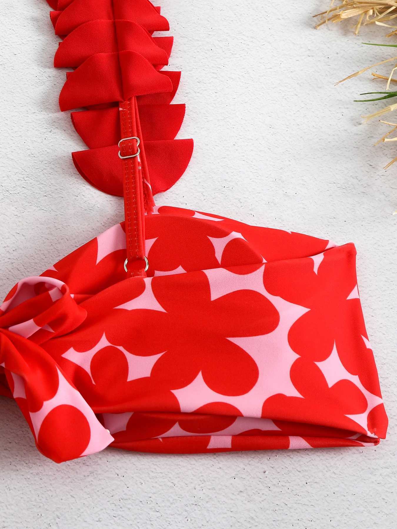 New Floral Low Waist Bikini Set Women Swimsuit 2024 Trend Bandeau Biquini Swiwmear jer Brazilian Bathing Suits BeachwearXJ250120