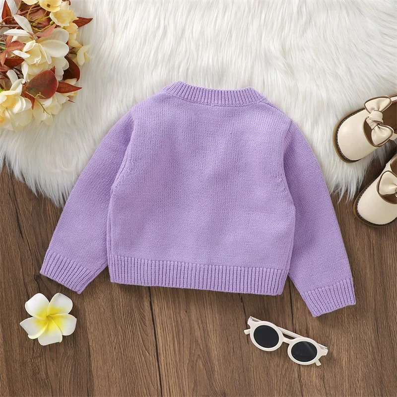 born Baby Girls Sweater Coat Autumn Winter Fashion Flower Girls Knitted Cardigan Coat Outerwear Toddler Clothing 250120