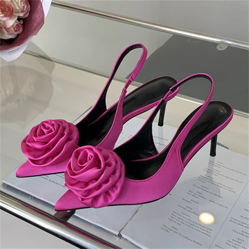 Eilyken Sexy Silk Sgback Pointed Toe Women Pumps Fashion Design Wers Thin Heels Banquet Prom Shoes