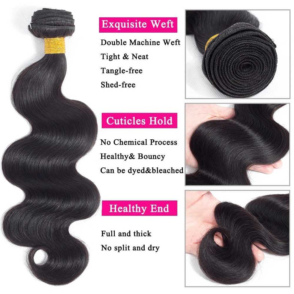Body Wave Bundles With Clo Brazilian Human Hair Weave Bundles With 4x4 5x5 Lace Clo Hair Extension 3/4 Bundles RemyXJ250120