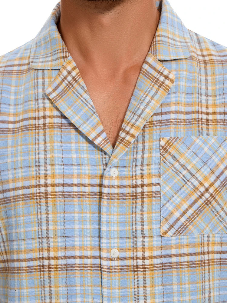 Mens Pajamas Set Autumn Winter Fashion Plaid Flannel Printed LongSleeved Casual Home Wear Sleepwear 2 Piece Soft Loungewea 250122