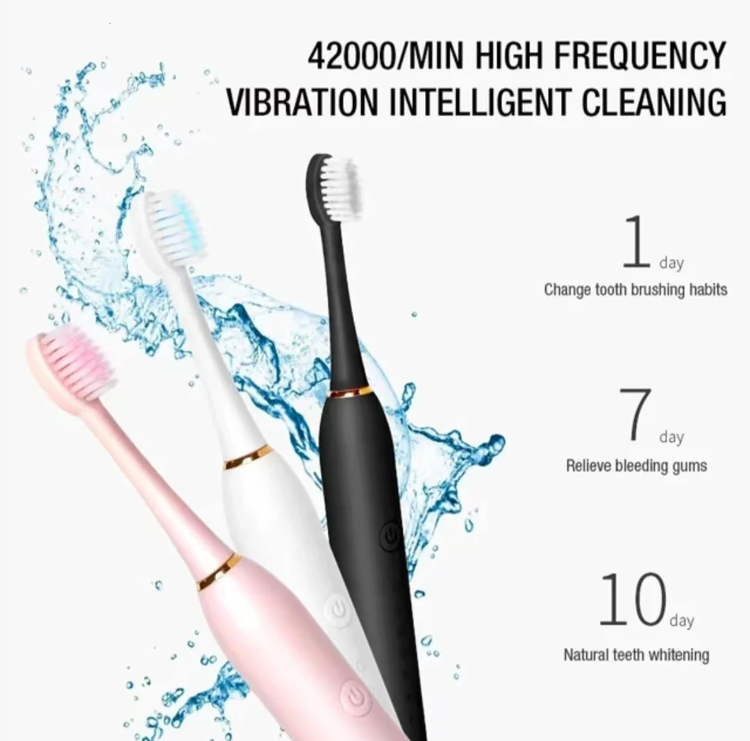 Sonic Electric Toothbrush for Adults IPX7 Waterproof DuPont Brush Head USB Rechargeable High Frequency Cleaning 6 Modes 250115