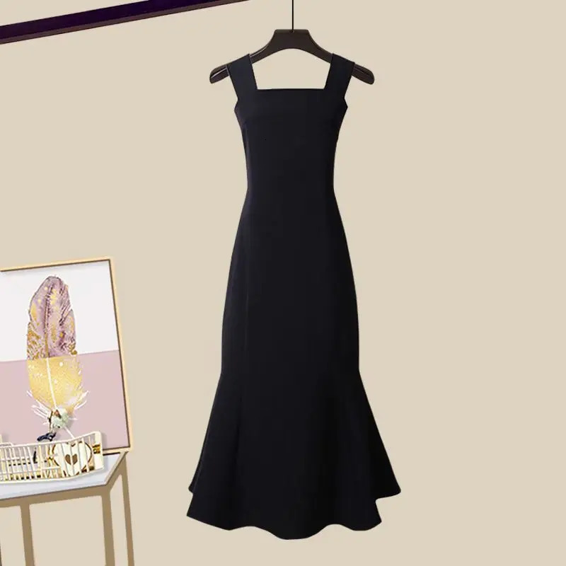 Autumn and winter fashion set for women n feeling of Maillard knitted sweater pendant sexy dress twopiece 250122