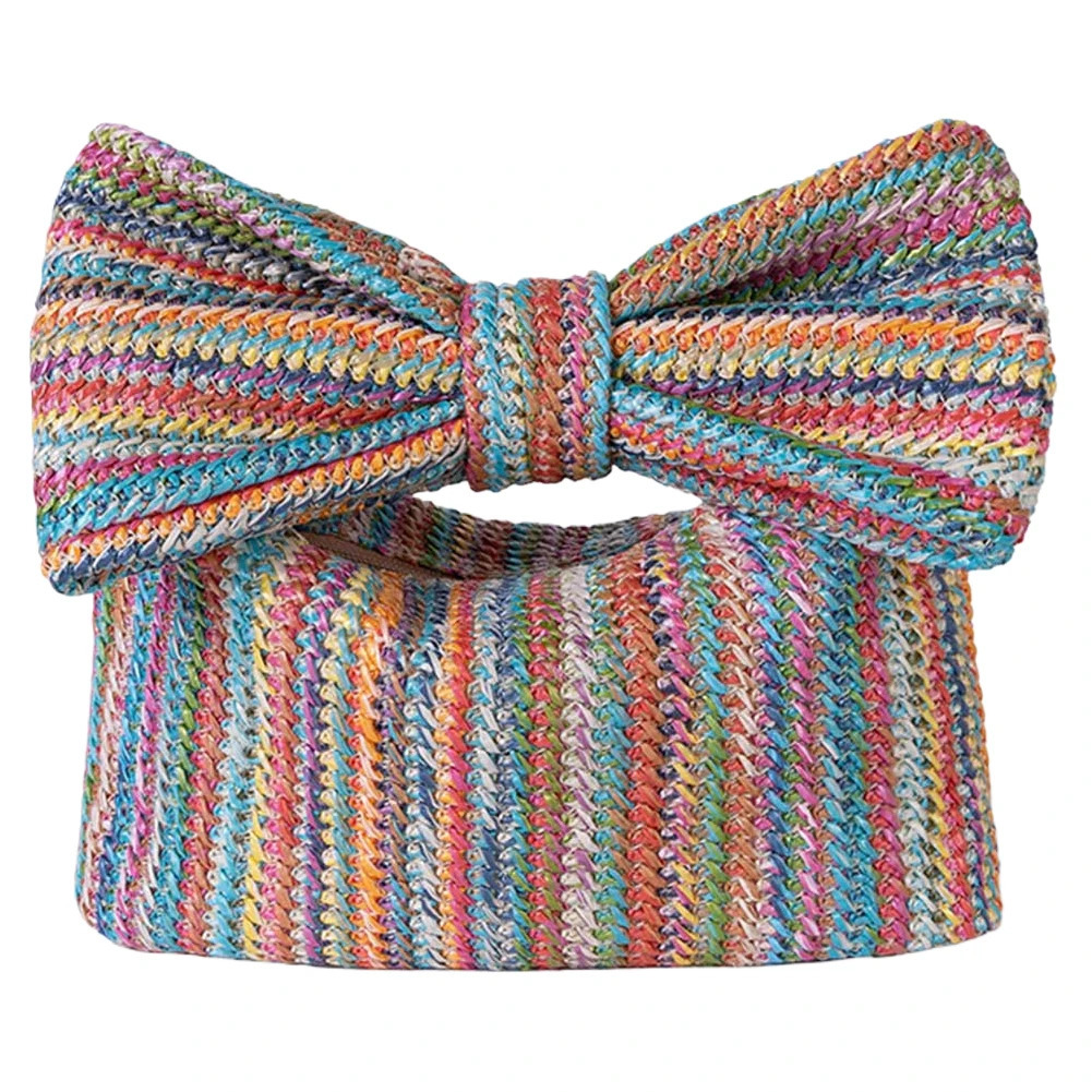 Women Straw Woven Handbag Zipper Closure with Bow Straw Summer Handbag Versatile Female Party Wedding Bag 250118
