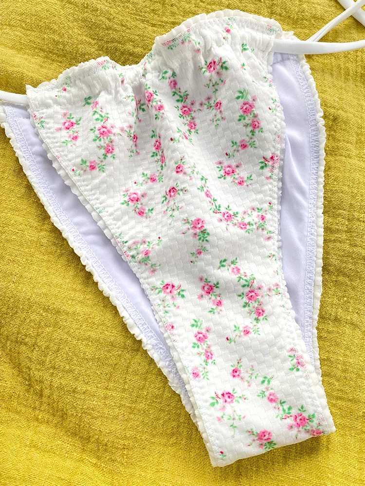 Print Bikini Set Triangle Swimwear Women Swimsuit Sexy Bikini Set Bandage Bathing Suits Two Piece Suit Biquini Push Up BeachwearXJ250120