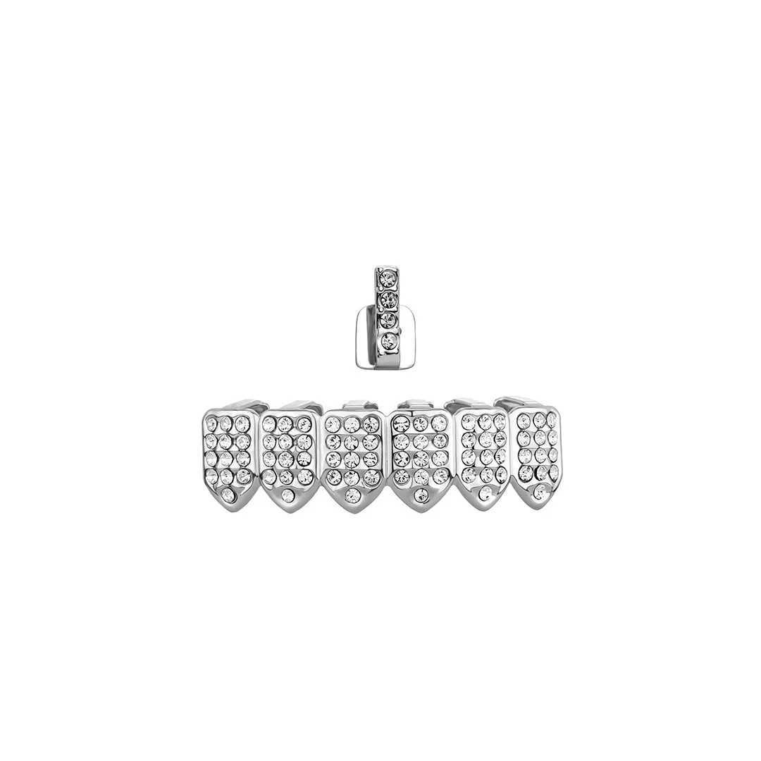 Trendy Hollow Cross Teeth Grillzs For Unisex Top Grillz Iced Out Cubic Zirconia Stone Brass Material Hip Hop Cosply JewelryXJ250114