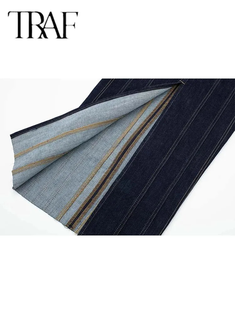 TRAF 2023 Dresses for Women Tube Top Elastic Tight Dress Summer Backless Sexy Evening Denim Midi Party 250121