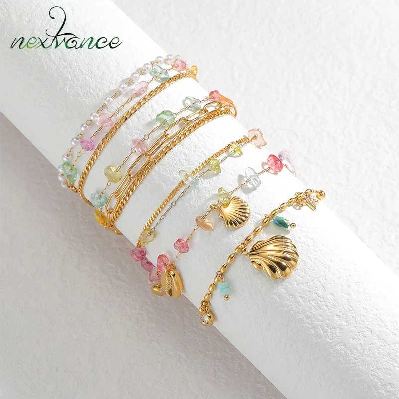 Nextvance Trendy Tree-layers Colorf Stones Bracelets Shell For Wen Stainless Steel Gold Plated Chain Jewelry Gifts X250129