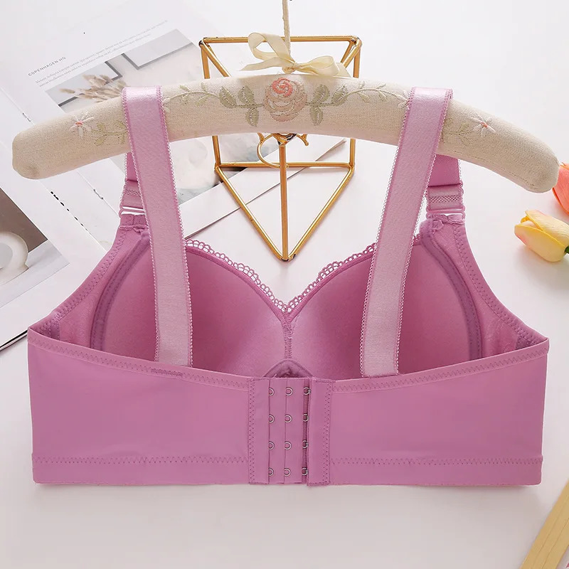 large size womens bra push up lace without steel ring comfortable breathable adjustable ladies underwear 250122