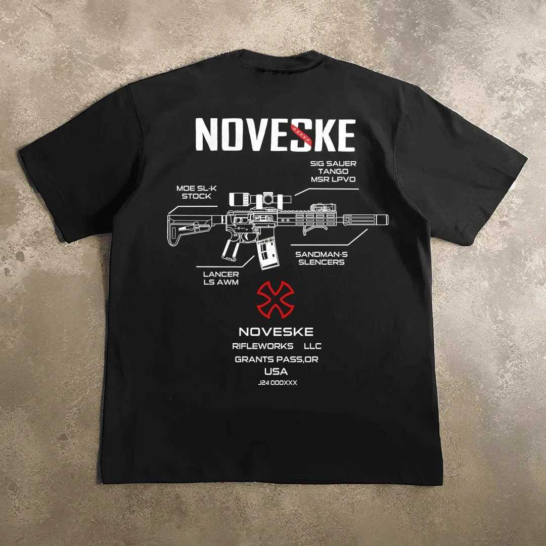 Funny Gun Noveske Men Clothes Fashion Summer T-Shirts Streetwear 100% Cotton Loose Tops Breathable TeeXJ250117