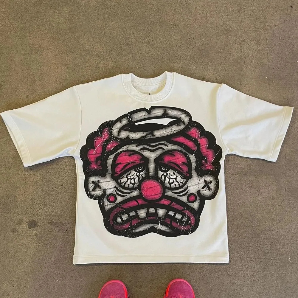 2000s Tshirt Oversized Cartoon Anime Avatar Graphic Print Y2k Streetwear Hip Hop Vintage Short Sleeve Couple Tees Tops 250122