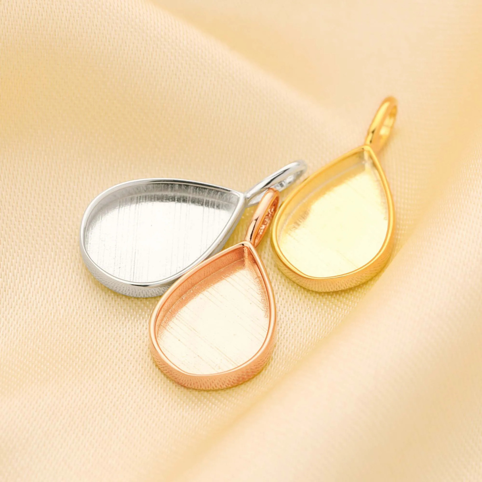 Breast Milk Resin Pear Solid Back Pendant Bezel SettingsSolid 925 Sterling Silver Rose Gold Plated Pendant 1431164 250117