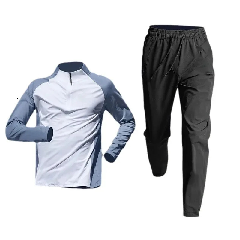 Mens Quick-Dry Sports Set Autumn Track and Field Zipper Training Running Fitness Long-Sleeve Shirts for Cycling Gym Wear Men 250121