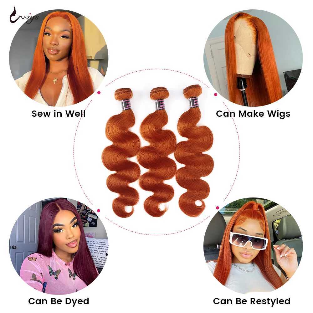 Uwigs Ginger Orange Bundles With Clo Brazilian Hair Extensions Human Hair Straight Bundles With Clo For Woman Remy HairXJ250120
