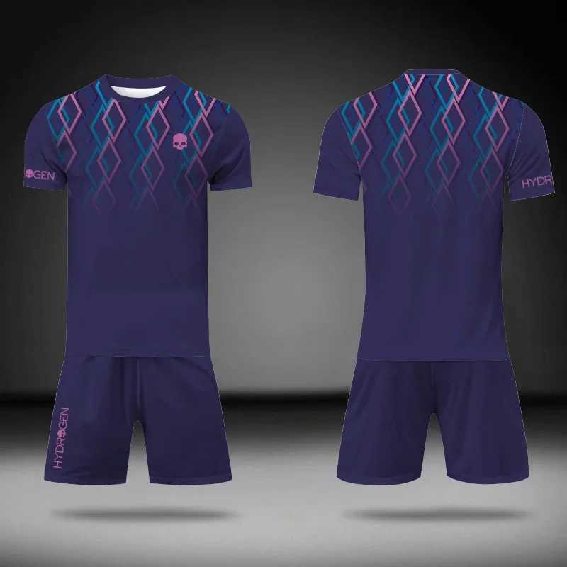 Mens gradient green printed track and field suit summer T-shirt and drawstring pocket shorts 2-piece set tennis sportswear set X250129