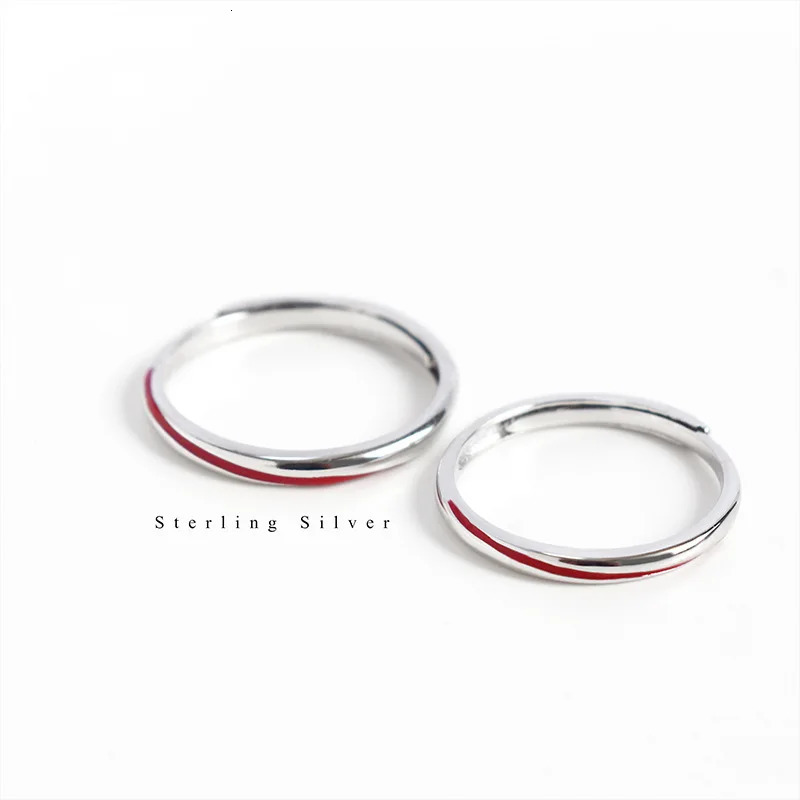 Personalized S925 Sterling Silver Red String Couple Rings for Men and Women Stylish and Fashionable Rings Couple Accessories 250117