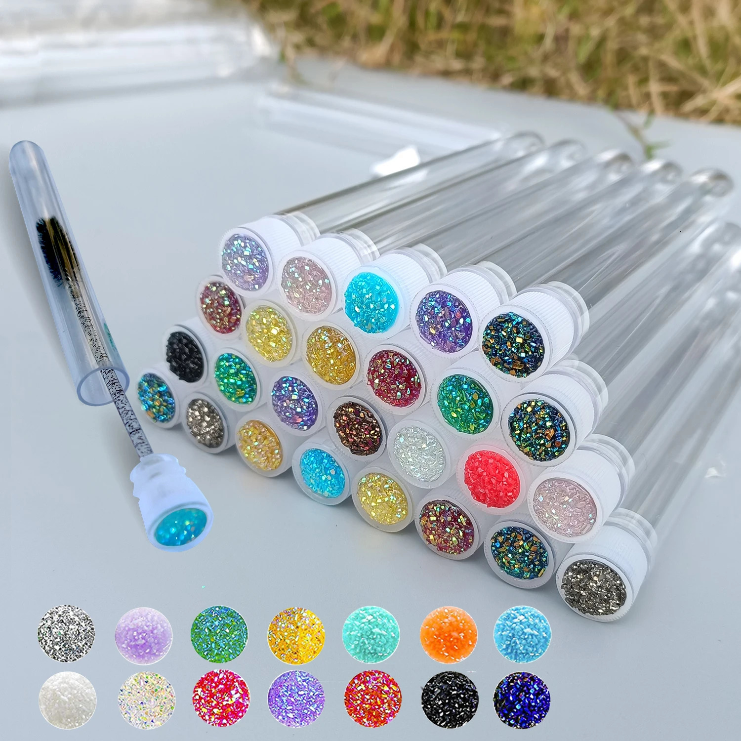 50pcs Reusable Eyelash Brush Tube Eye Lash Brush Eyebrow Brush Resin Drill Replaceable Mascara Wand Brushes Dust-proof 250121