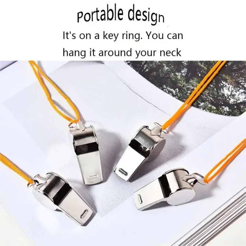 1PC Referee Whistles Metal Stainless Steel Sports Equipment With Lanyards Tools 250107