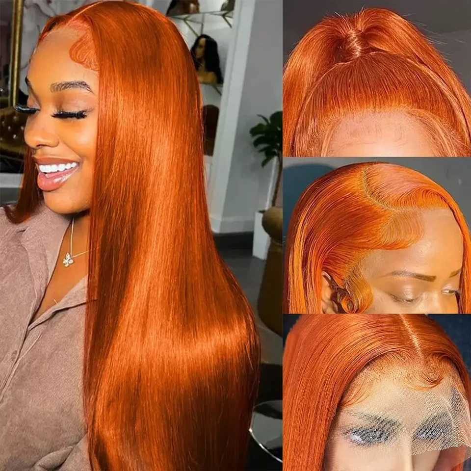 Cheap 8-30 #350 Ginger Straight Human Hair Bundles With Clo Frontal Brazilian Virgin Human Hair Weave Bundles And CloXJ250120