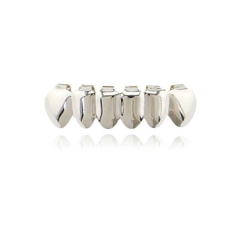 Hip Hop Teeth Grillz Silver Plated Shiny Zircon Tooth Caps Decor Dental Grills For Women Men Body JewelryXJ250114