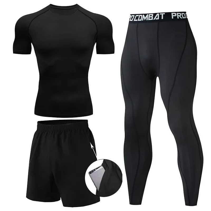 Mens 2/3PCs sets boxing suit rashguard male kit MMA compression clothing men long-sleeved T-shirt leggings tracksuit sport suit X250129