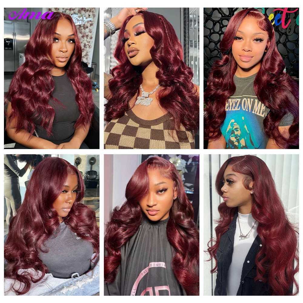 5x5 Clo With Bundles 99j Burgunday Body Wave Bundles With Clo 3/4PCS Colored Human Hair Bundles With Clo 4x4 InchXJ250120