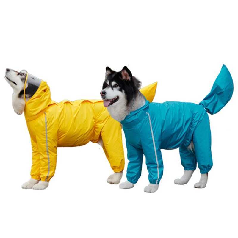 Dog Raincoat for Large Dogs Fully-Covered Hooded Waterproof Dog Rain Jacket with Removable Tail Cover Pet Clothes Husky SamoyedXJ250121
