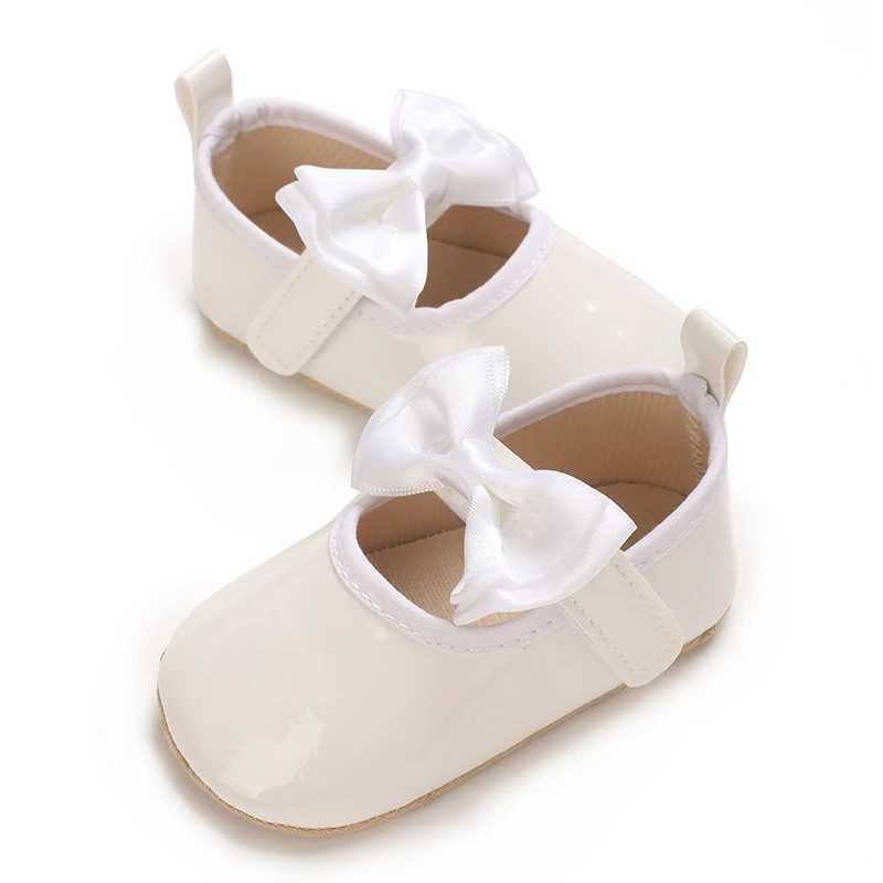 Cathery Baby Shoes Bowknot Rubber Sole Anti-slip PU Ballet Slippers Baby Girl Dress Shoes First Walker Toddler Crib Shoes X250129