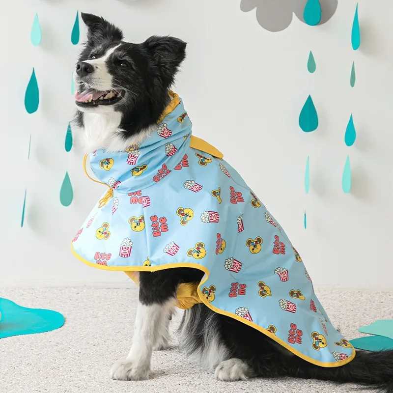 INS Cartoon Pet Dog Waterproof Raincoat Pet Clothes for Dogs Clothes Hooded Dog Raincoat Leashable Puppy Bichon Teddy Dog ClotheXJ250121