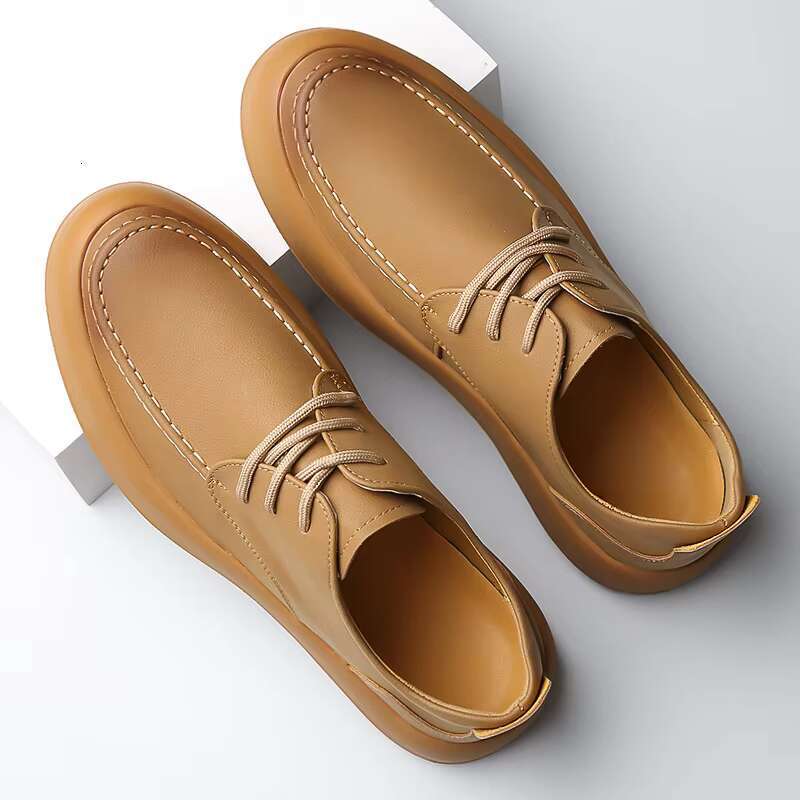 Men Retro Handmade Casual Leather Shoes Lace Up Non-slip Sole Classic Sewing Comfortable Slip-on Spring Summer Work