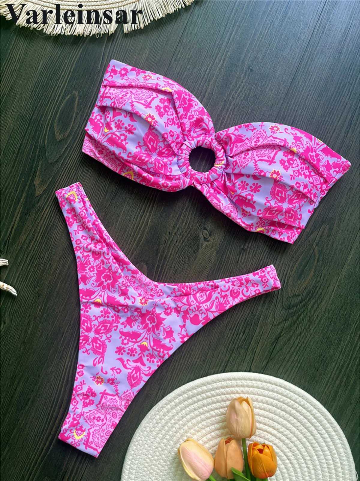 Sexy Colorful Floral Printed Bandeau Bikini Fe Swimsuit Women Swimwear Two-pieces Bikini set Bather Bathing Suit Swim V6137XJ250120