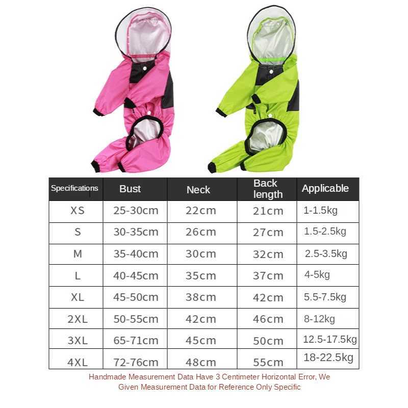 Dog Raincoat Reflective Waterproof Clothes Transparent Hooded Jumpsuit For Small Large Dogs Cats Pet Jacket Walking On Rainy DayXJ250121