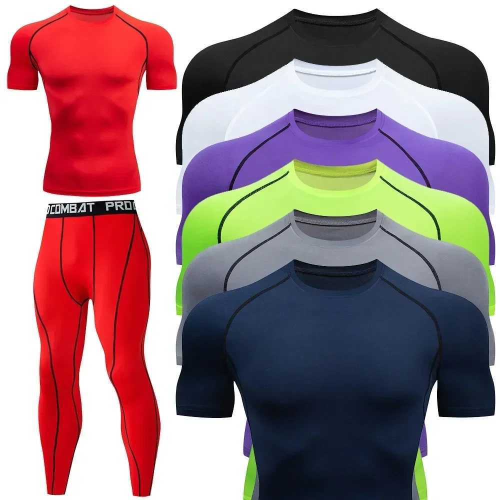Mens running sportswear gym hot underwear skin compression fitness MMA Rashgard mens fast drying tight track and field clothing X250129