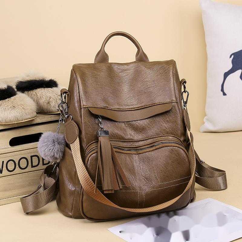 New Soft Leather Burglar Backpack Womens Dual purpose Outdoor Travel Bag Leisure Womens Backpack Women