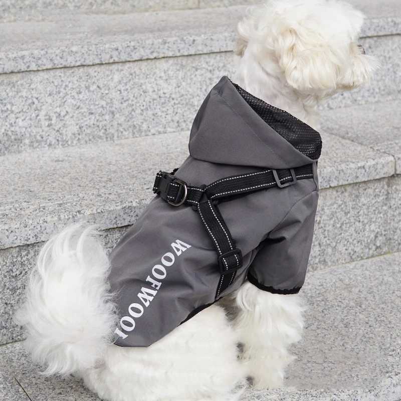 Reflective Four-Legged Monochrome Jacket for Pets Raincoat with Hood Puppy Clothes Small and Medium Dogs Cats OutwearXJ250121