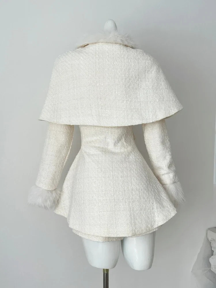 Autumn and winter French ultrathin 2piece womens sweet elegant bow shawl fashionable long sleeved solid dress 250122