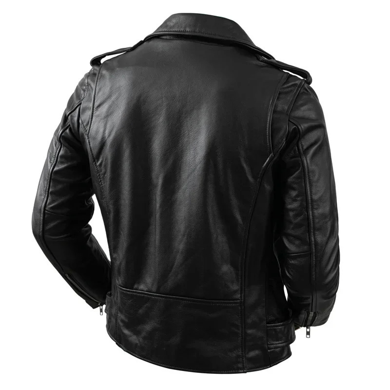 Genuine Cowhide Leather Motorcycle Coat Cow Skin Jacket Men Lapel Leather Jackets Mens Clothing Real Leather Coat Men 250120
