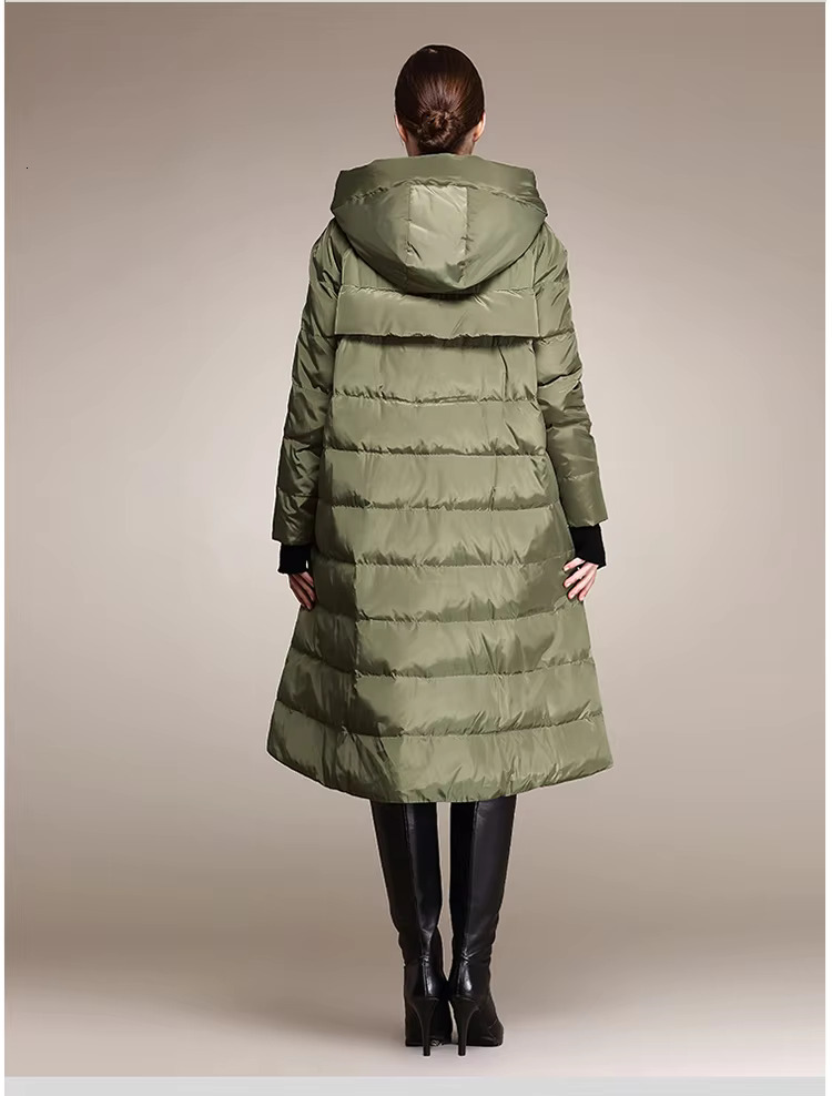 Winter Fashion 90% Duck Fashion Oversized Hooded Cloak Style Long Down Jacket Female Loose Thicker Warm Coat Wj1307
