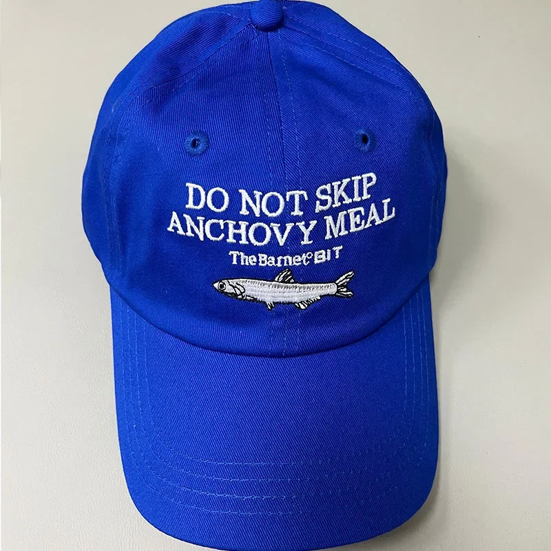 Womens Anchovy Embroidery Baseball Cap Korean Ins Royal Blue Baseball Cap Summer Sun Protection Sport Hat Beach Accessories 250117