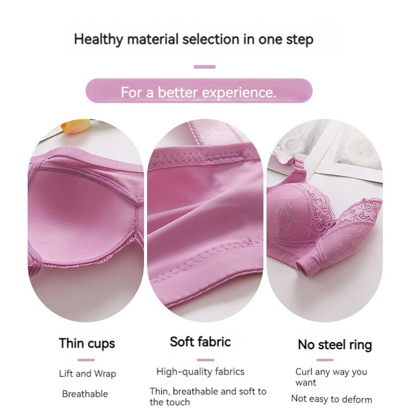 large size womens bra push up lace without steel ring comfortable breathable adjustable ladies underwear 250122
