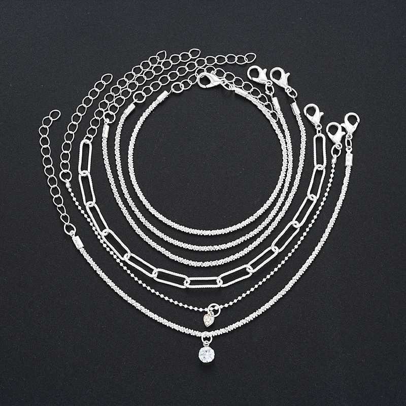 New Fashion 6-piece Gold Bracelet Set for Vintage Punk Shiny Zircon Cuba Link Bracelet Simple Jewelry Gift X250129